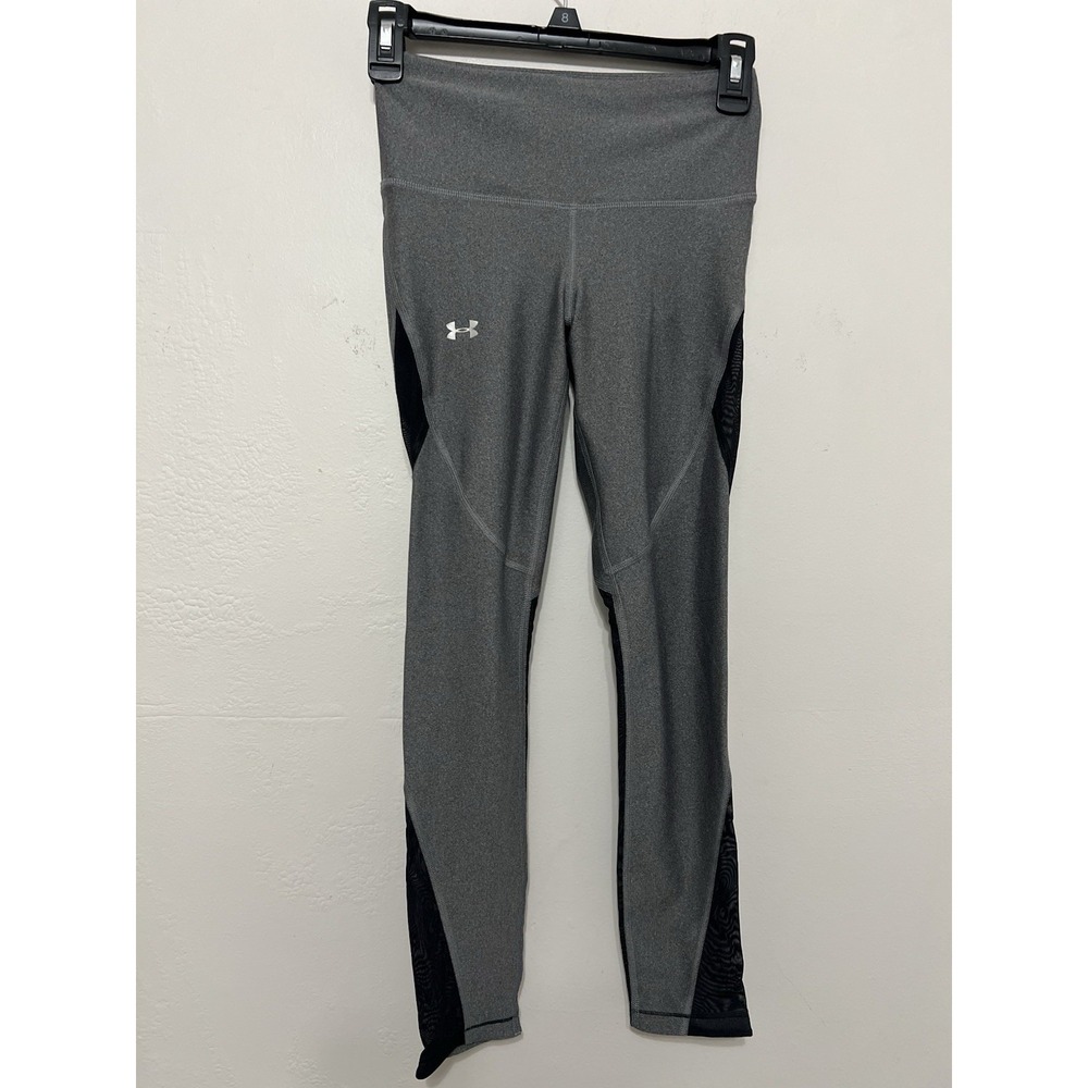 Under Armour HeatGear Compression Leggings Gray Black Mesh XS
